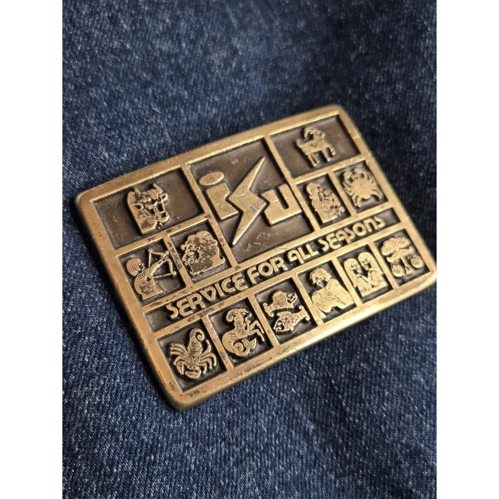 Service for All Seasons Zodiac Astrology Solid Brass Belt Buckle